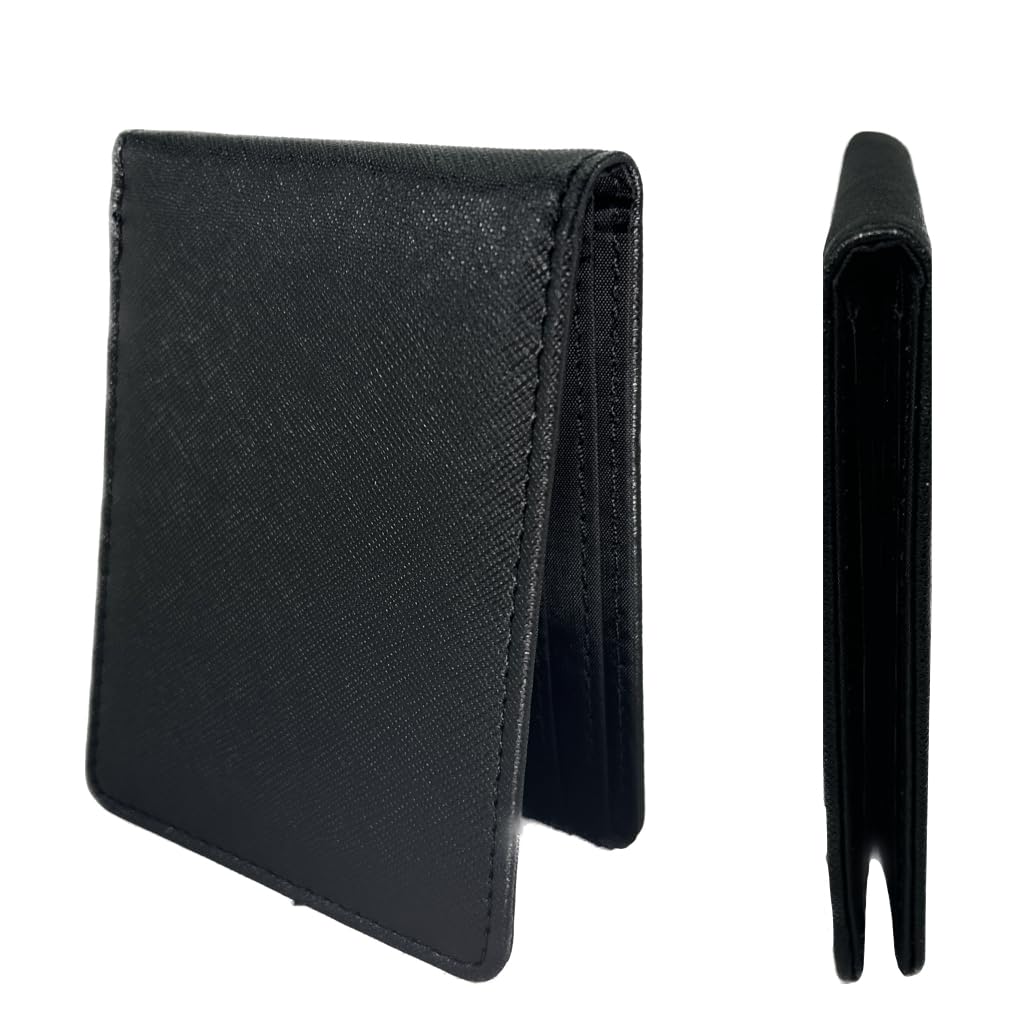 CardGear RFID Blocking Full Size Bifold Wallet with 8 Card Slots, 1 Key Pocket, Cash Divider, and Large ID window, Come with ECO-friendly Gift Box (Vegan Leather, Black)