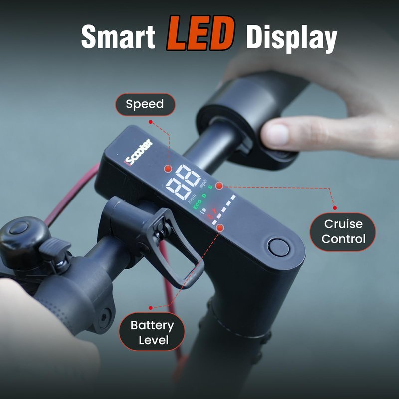 iScooter Electric Scooter Adults & Big Kids, Cruise Control, Dual Braking System, Smart App, Foldable Electric Scooter for Commuting & Campus Use, Obsidian Black