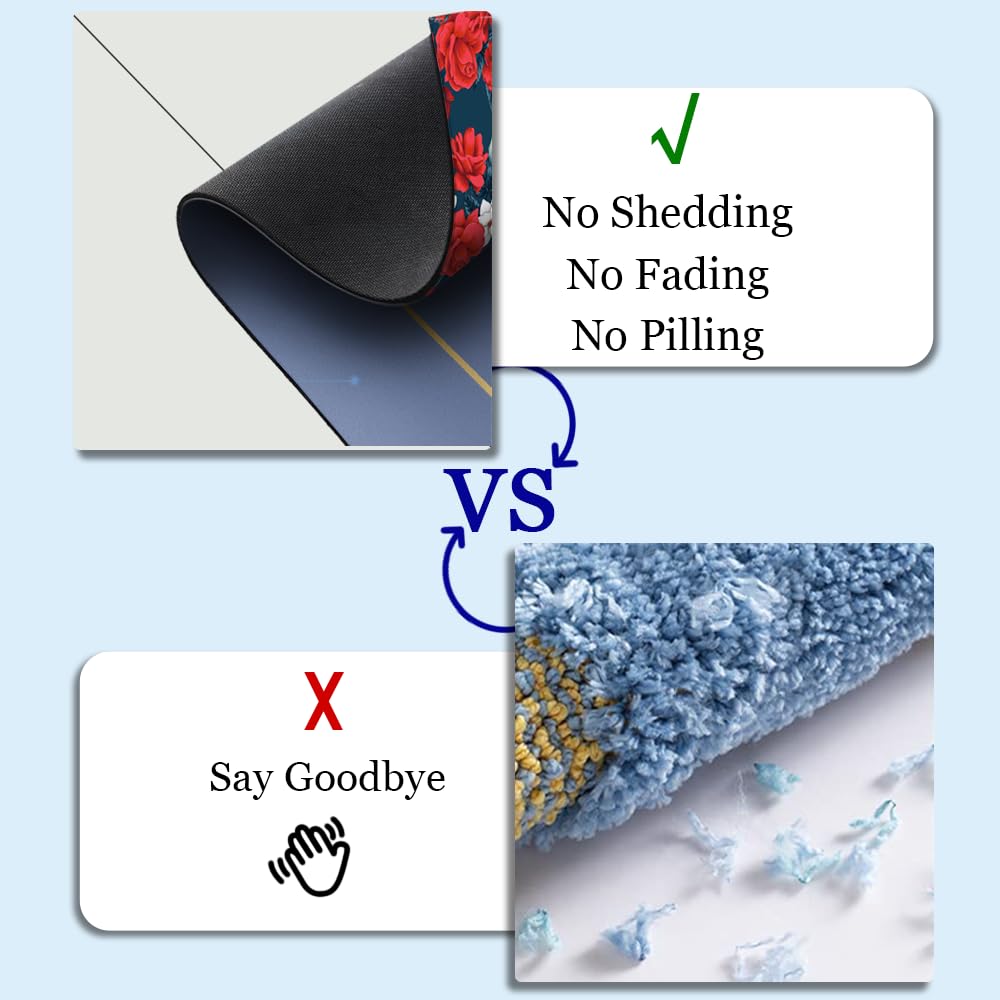 ZHUZHISHAN Diatomaceous Earth Bath Mat,Blue and Gold Stones Non-Slip Volume Super Absorbent Fast Drying for Bathroom Kitchen mat,Eco-Friendly Easy to Clean 16×24Inch (40 * 60cm)