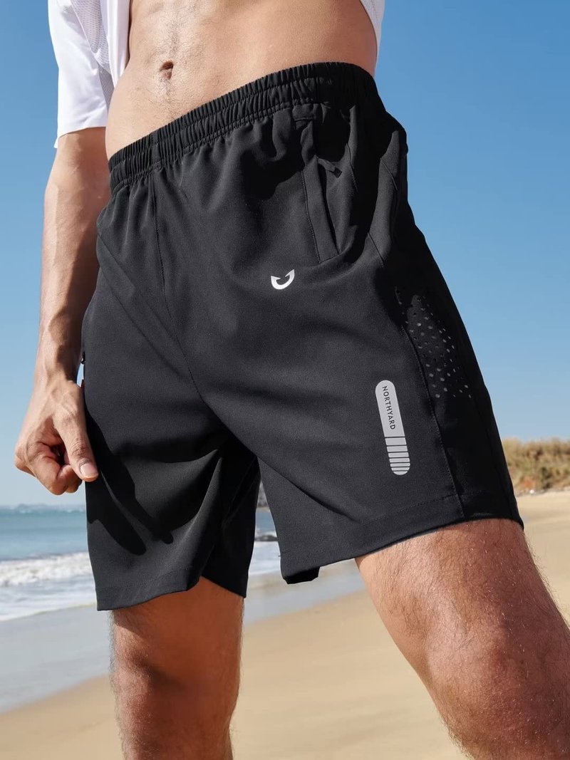 NORTHYARD Men's Athletic Running Shorts Gym Workout 7"/9"/5" Quick Dry Lightweight Sports Basketball Tennis 3 Zipper Pockets CLOUDGREY 3XL