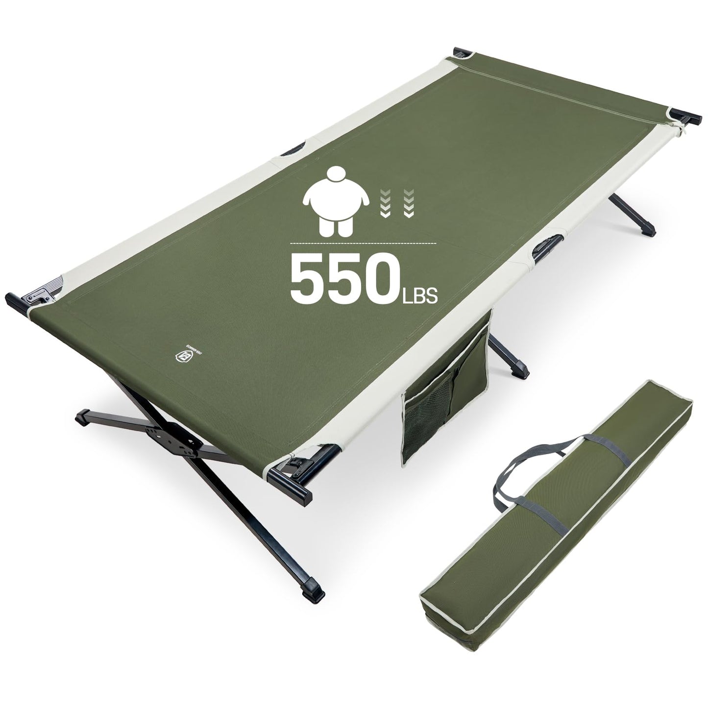 EVER ADVANCED Extra Wide Camping Cot for Adults Oversized XXL Sleeping Cots Folding Cot Bed with Carry Bag, 84.3" L x 41.9" W, Support to 550 lbs