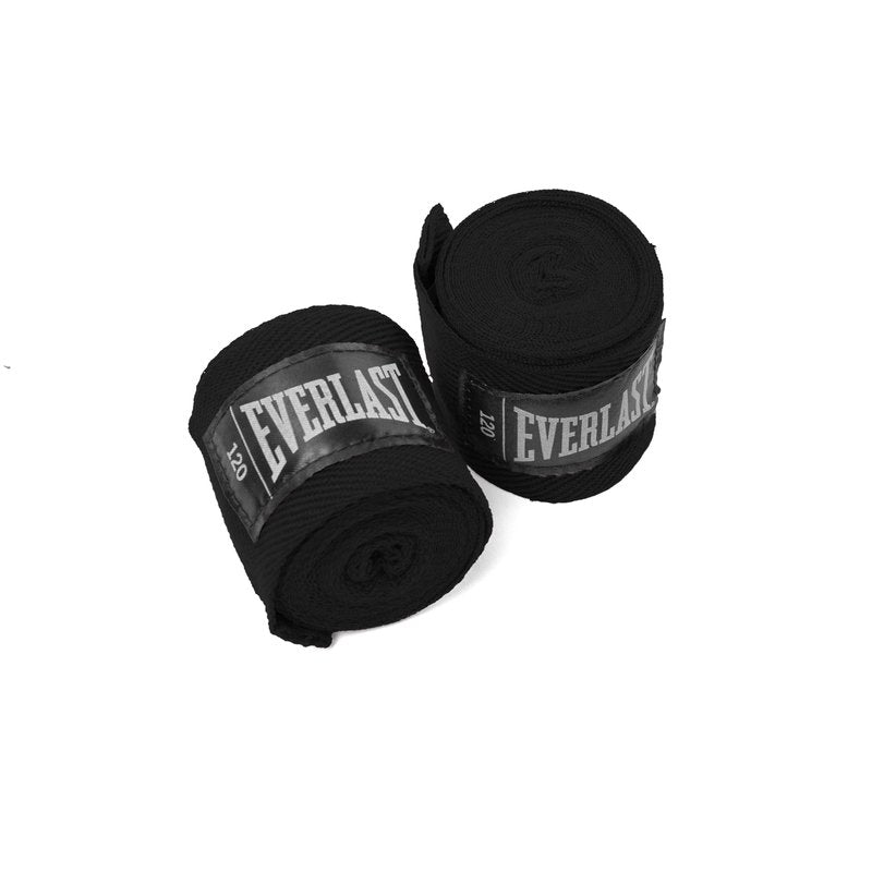 Everlast Core Handwraps 120in – Boxing Hand Wraps for Gloves, Wrist & Knuckle Support – Set of 2, Machine Washable (Black)