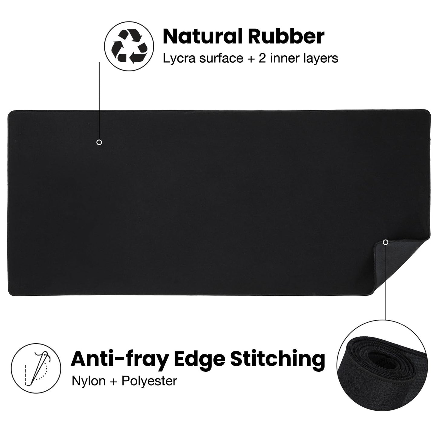 ALOANES Large Gaming Mouse Pad with Non-Slip Rubber Base,Stitched Edge,Desk mat for Laptop,Computer & PC, Wristing Pad for Gamer,Office & Home,Classic Black XL 11.81''x31.50''x0.12''