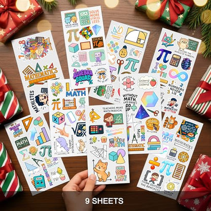 100 PCS Math Stickers Pack, Vinyl Waterproof Decals of Numbers Equations Geometry Algebra Graphs and Pi Symbols, Fun Gift for Kids Teens Adults Students Teachers Water Bottle Scrapbook