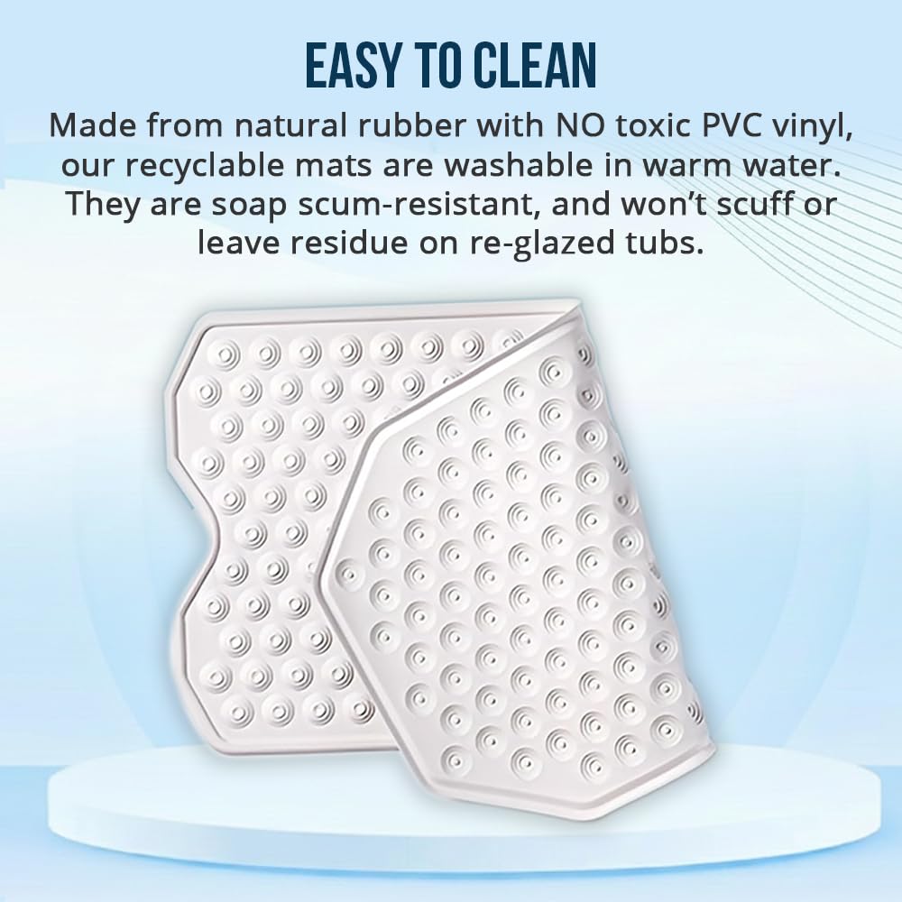 The Original Refinished Bathtub Mat - No Suction Cup Bath Mat, Designed for Textured and Refinished Bathtubs Made of Rubber Not Cheap Plastic, Great for Children and Elderly (White)