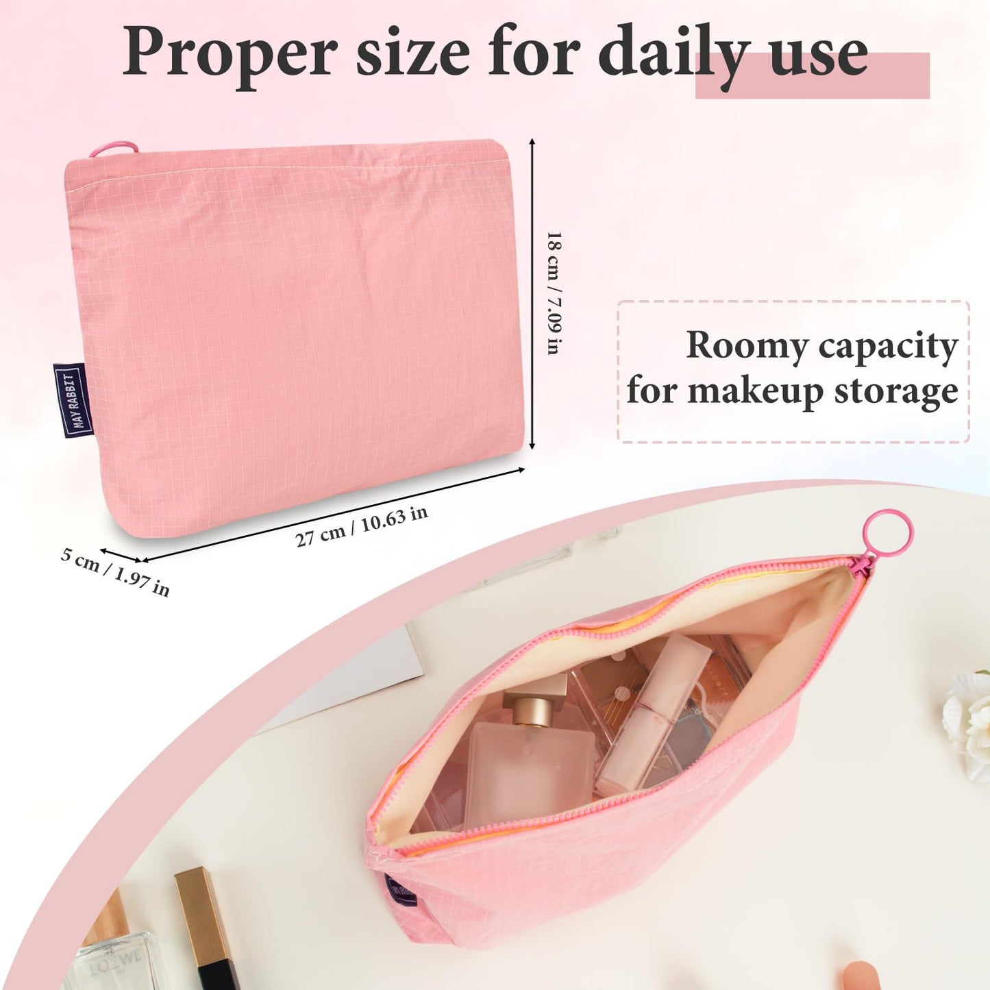 Hipruict Small Cosmetic Bag, 2 Pcs Makeup Bags with Zipper for Purse, Travel Toiletry Bag Organizer for Women