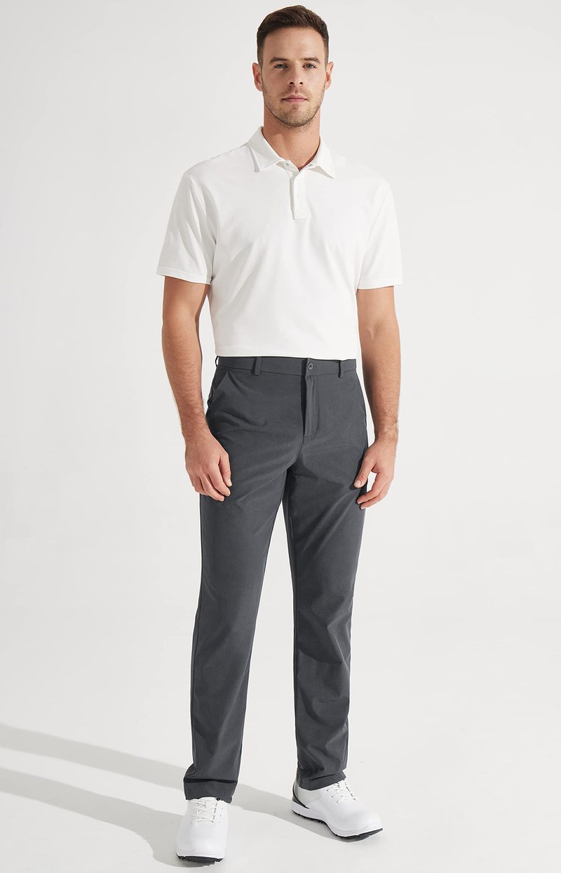Libin Mens Golf Pants Classic Fit Stretch Work Dress Pants 32" Quick Dry Lightweight Business Casual Trousers Comfort Water Resistant with Pockets, Iron Grey, 36W x 32L