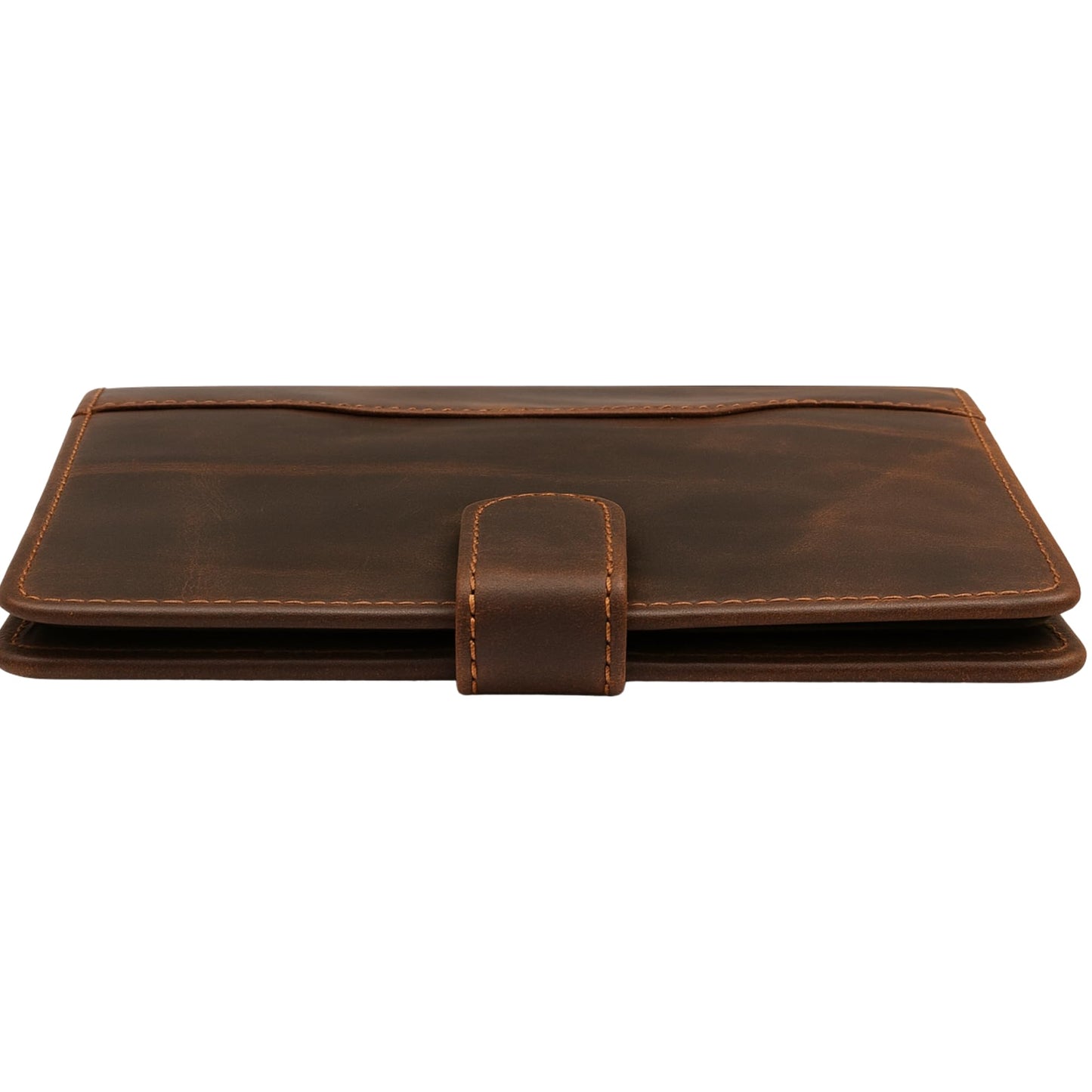 PavinCrafter Brown Leather Junior Padfolio 5x8, Small Bifold Business Portfolio Folder for Men & Women, Compact Legal Pad Holder with Pen Loop, Card Holder with Document Pocket, Interview Organizer