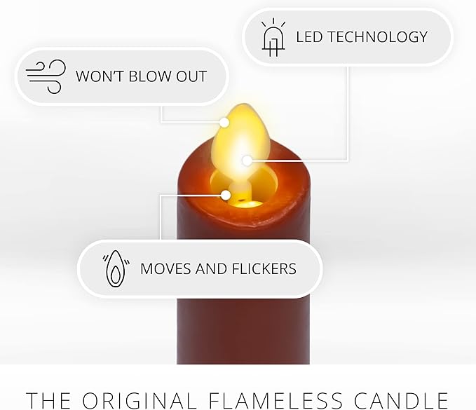 Luminara - Flameless Battery Operated Taper Candle - Burnt Orange - Pack of 1-1x9.5 - LED Flickering Flame - Realistic Safe for Home Kids and Pets