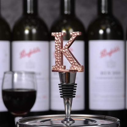Miicol Wine Stopper, Prosecco Topper, Personalised Champagne Stopper, Rose Gold Wine Bottle Accessories, Wine Lovers Gift, Monogram Gift, Letter K