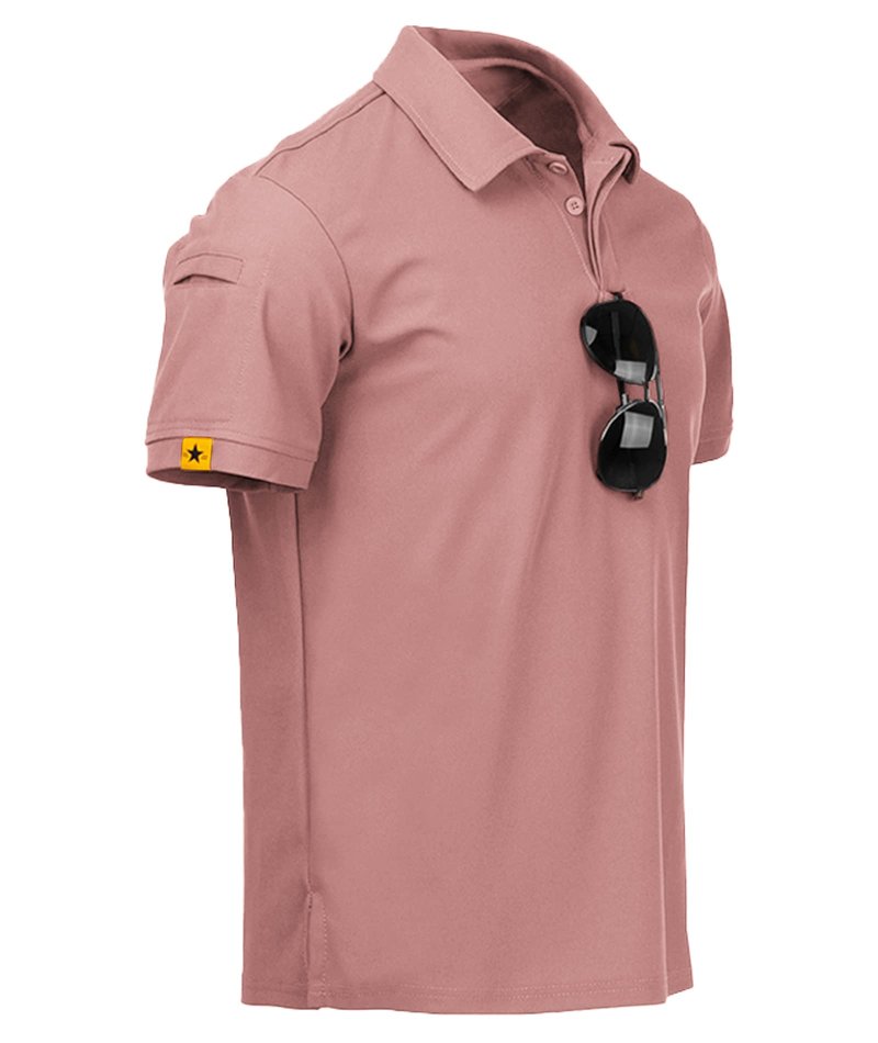 ZITY Mens Polo Shirt Short Sleeve Sports Tactical T-Shirt Athletic Golf Polos Daily Casual Stylish Collared Shirts for Men Ash Pin Large