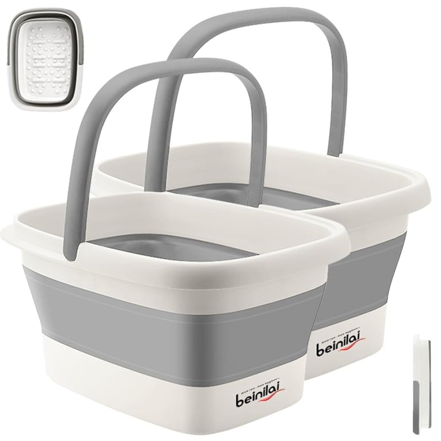 Collapsible Foot Bath Basin for Soaking Feet,Pedicure Foot Spa, Foot Tub with Handles and Massage Acupoint,Multifunction Collapsible feeting Soak Tub-Green