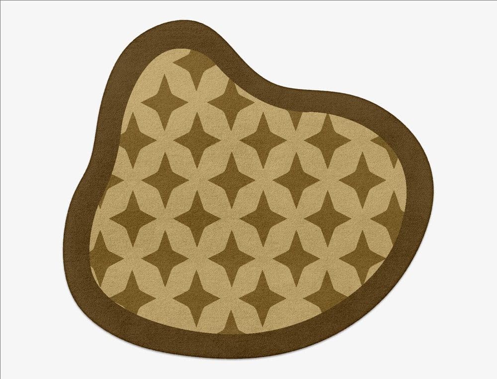 Brown Irregular Shaped Area Rug Star Pattern Unique Designer Rug for Living Room Bedroom Kitchen Non Slip Washable Floor Rug Minimalist Geometric Art Deco Home Office Guestroom Floor Carpet 5ft