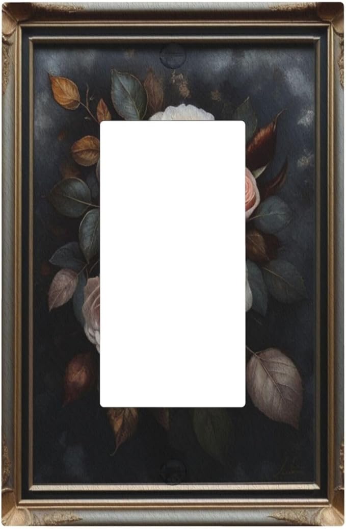 Decorative Art Light Switch Covers Elegant Rose Bouquet Art 1 Gang Rocker Outlet Decorative Switch plate Faceplate GFCI Light Switch Covers for Home Decor