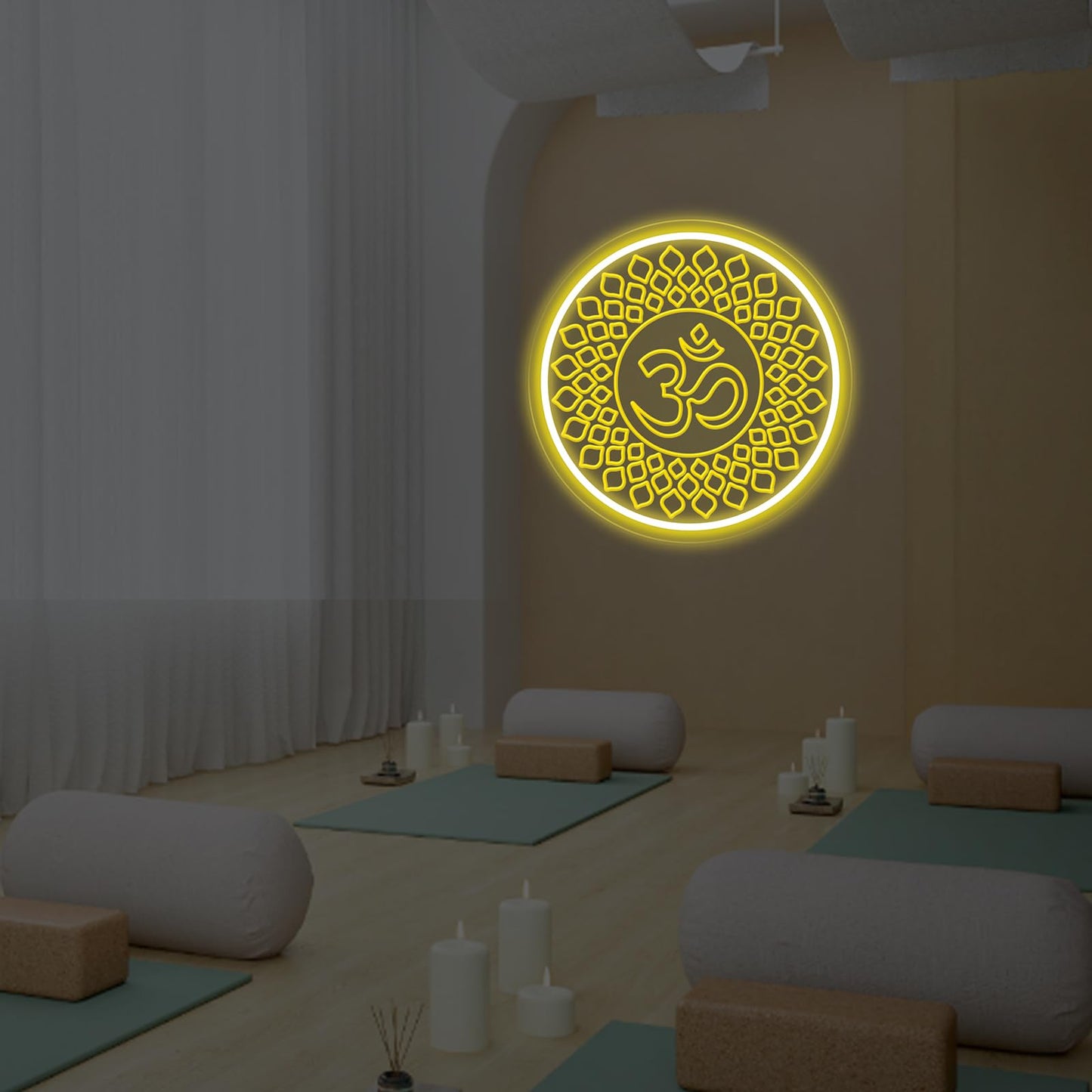 Om Buddha neon sign, Meditation light decor, Yoga wall decor, Mandala wall art, Home gym decor, Buddha symbol gifts, Yoga gifts, Meditation gift Zen Art Yoga Studio Pilates Studio Art Meditation-Yellow