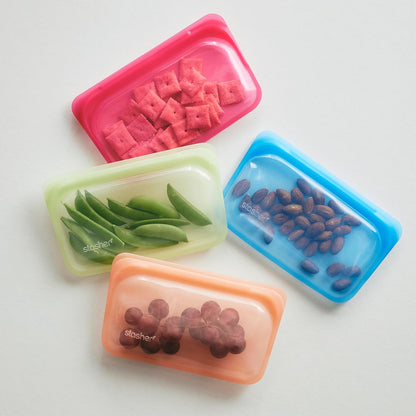 Stasher Premium Silicone Reusable Food Storage Snack Bag, Clear, Microwave, Sous Vide, Dishwasher, Oven and Freezer Safe, BPA Free, Leak-free, Eco-friendly, 12 Oz