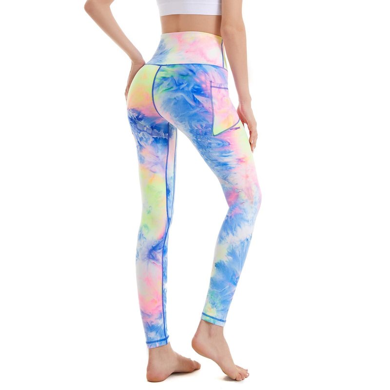 ROSA JUNIO 2 Pack High Waist Leggings with Pockets for Women, Tie Dye Stretch Workout Leggings Exercise Athletic Yoga Pants