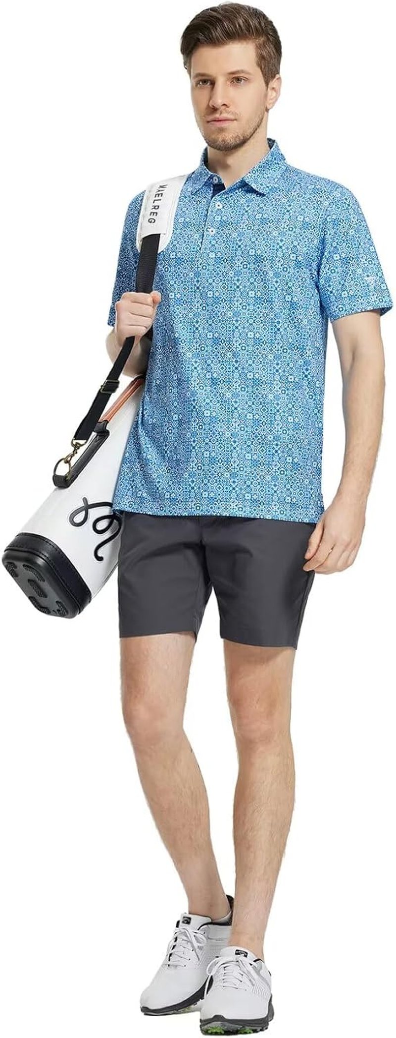 Men's Moisture-Wicking Golf Polo Shirt - Short Sleeve Dry Fit with Stylish Print Patterns