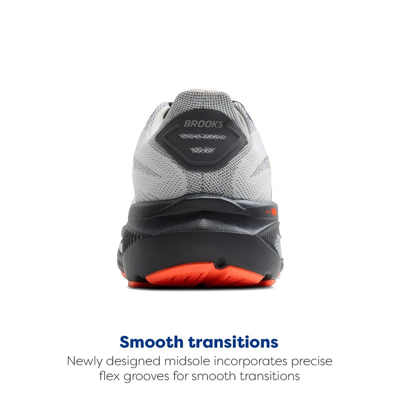Brooks Men’s Ghost 17 Neutral Running Shoe - Oyster Mushroom/Orange/Ebony - 9 X-Wide