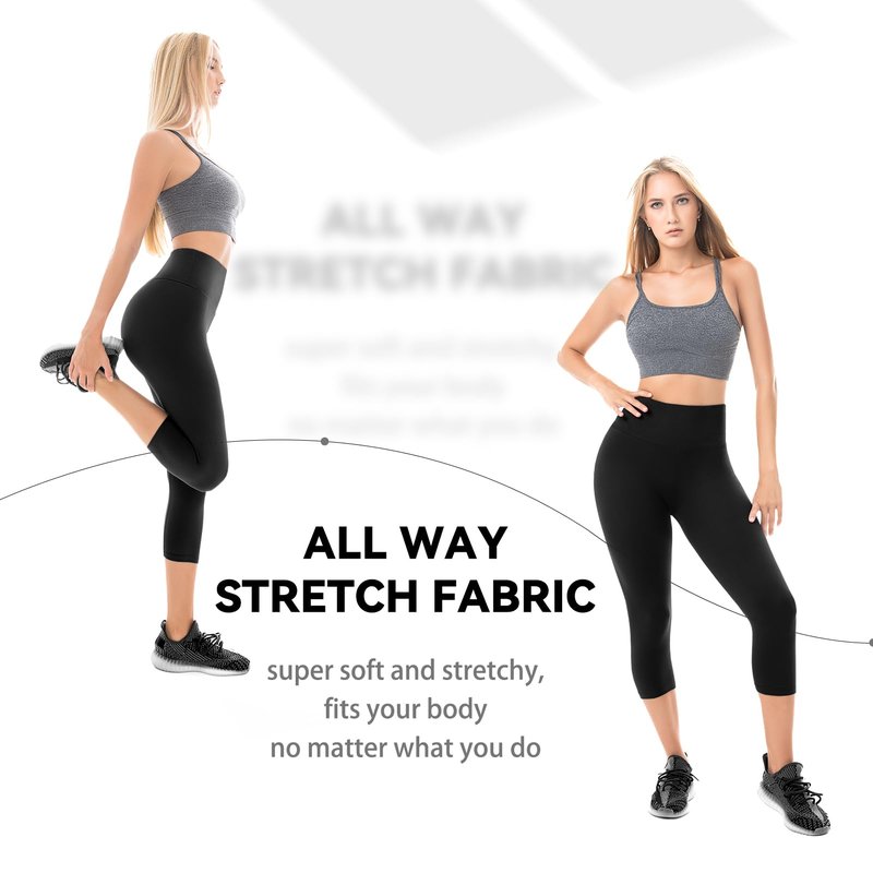 Walifrey Capri Leggings for Women, Buttery Soft High Waisted Leggings for Gym Yoga Workout (Black LXL)