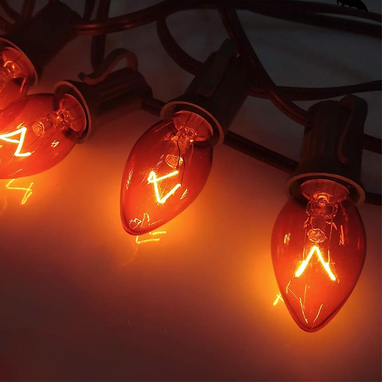 CHYSUPER 25 Pack C7 Replacement Bulbs, 120V 5W Orange Dimmable, E12 Base