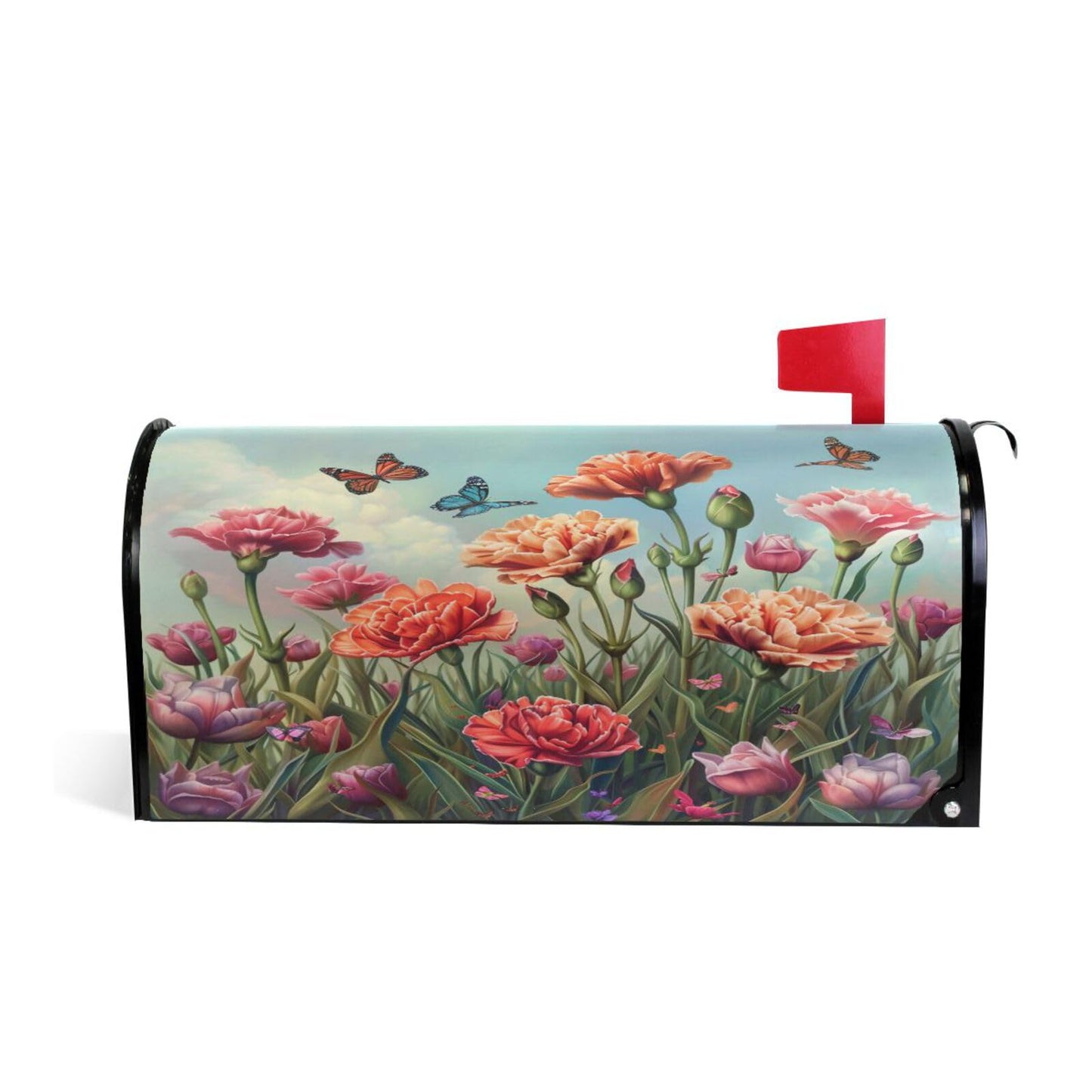 ALAZA Carnation Tulip Flowers Field Butterflies Magnetic Mailbox Cover MailWraps Garden Yard Home Decor for Outside Standard Size-18"x 20.8"…