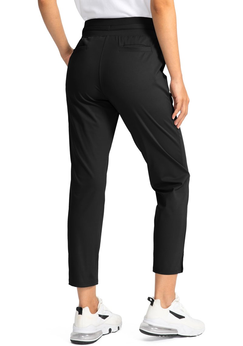 Soothfeel Women's Pants with 4 Pockets 7/8 Stretch High Waisted Sweatpants Travel Athletic Work Golf Pants for Women(Black, Medium)