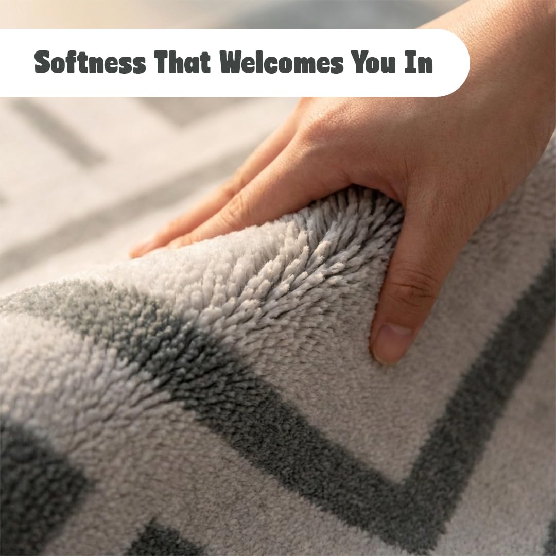 Muddy Mat® Muddy Carpet® Trellis 3ft x 7ft Washable Area Rugs for Living Room, Bedroom & Dining Room – Modern Soft Low Pile Non Slip Carpet – Pet Friendly Waterproof Foldable Rugs for Home