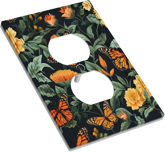 Butterflies Flower Garden Light Switch Cover 1 Gang Outlet Plate Single Duplex Wall Plate Covers Decorative Switchplate Covers Electrical Faceplate for Home Decor