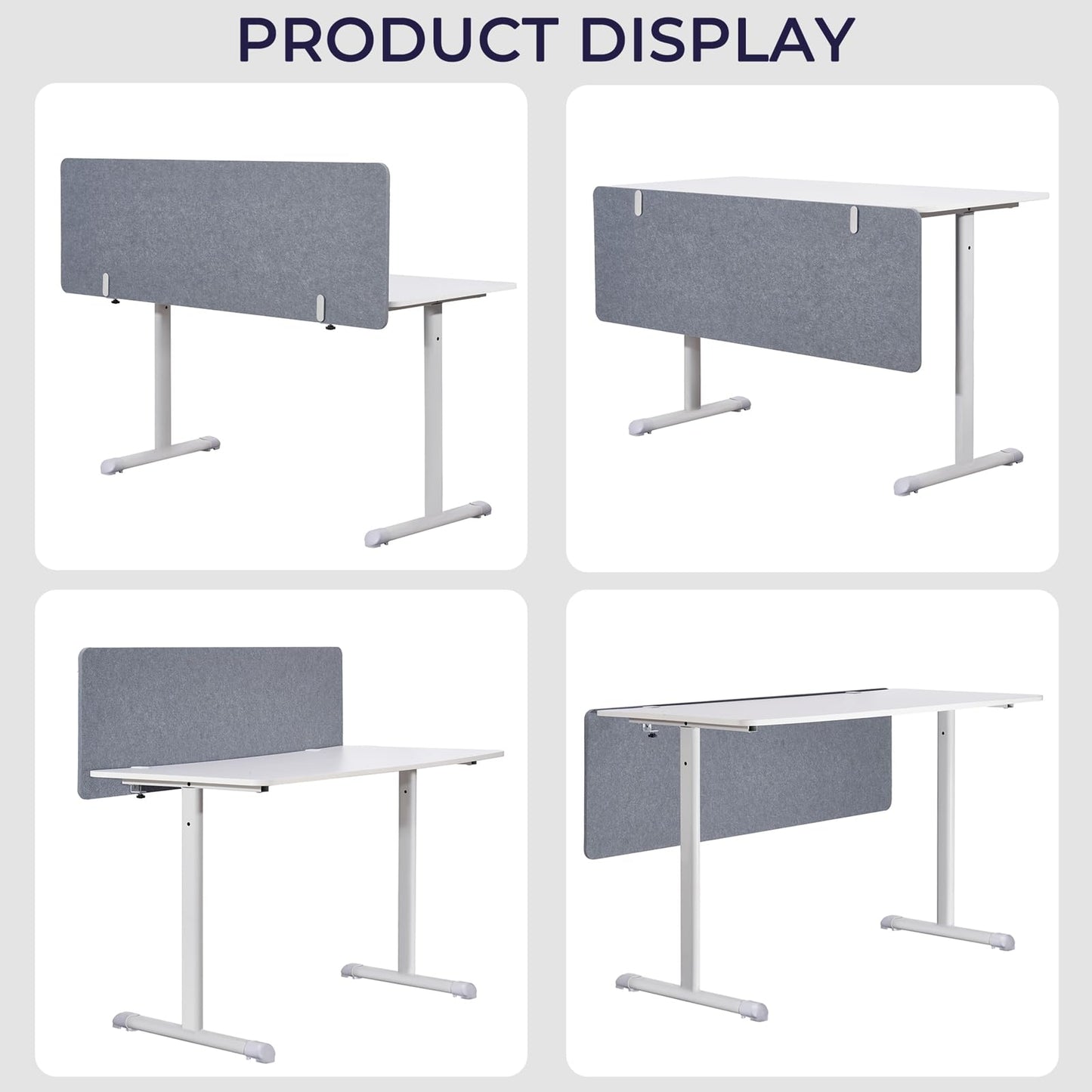 Vandebiao Clamp-On Desk Divider, 48 x 18 Inch Desktop Privacy Partition Panel for Office and Home Workspace - Gray