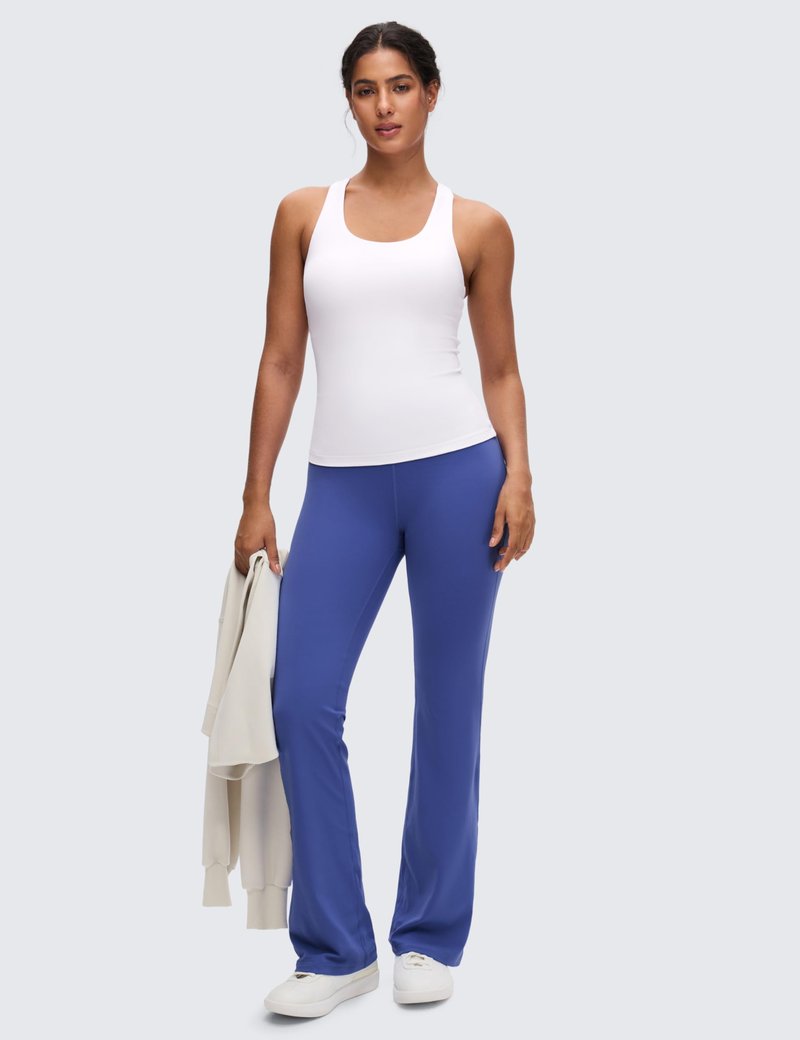 CRZ YOGA Butterluxe Workout Racerback Tank Tops for Women - Padded Athletic Spandex Yoga Shirts with Built in Bra White X-Large