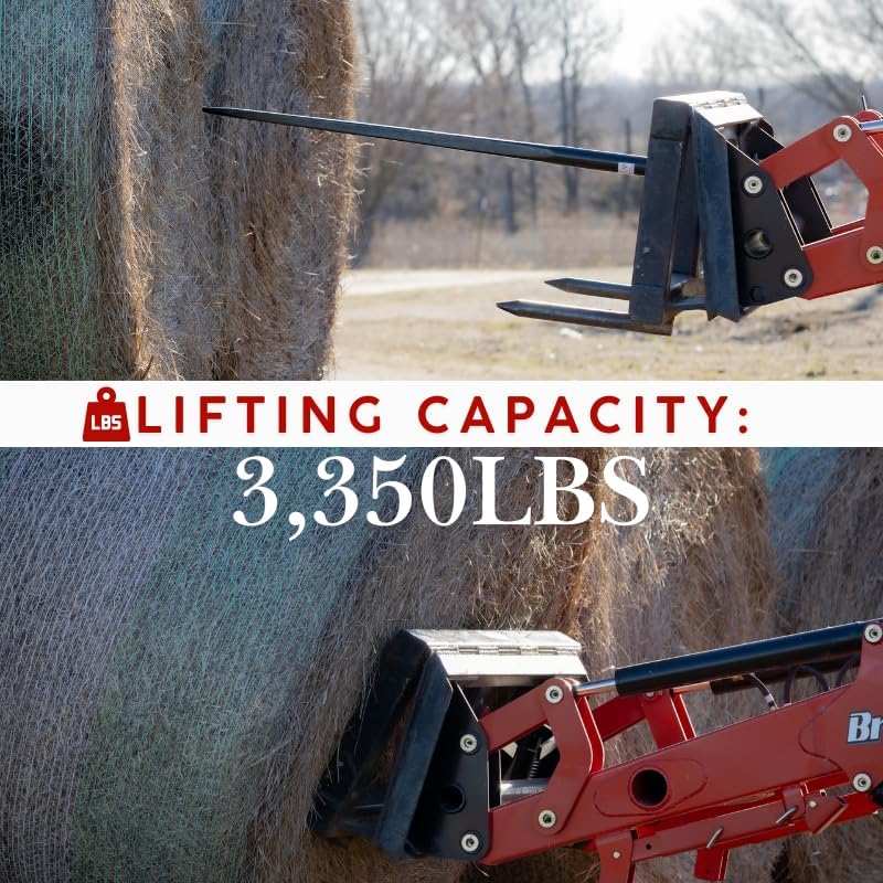 Ag Rite Bale Spear - 43-Inch Heavy-Duty Hay Spear | 3,500 lb Capacity for Tractors & Loaders