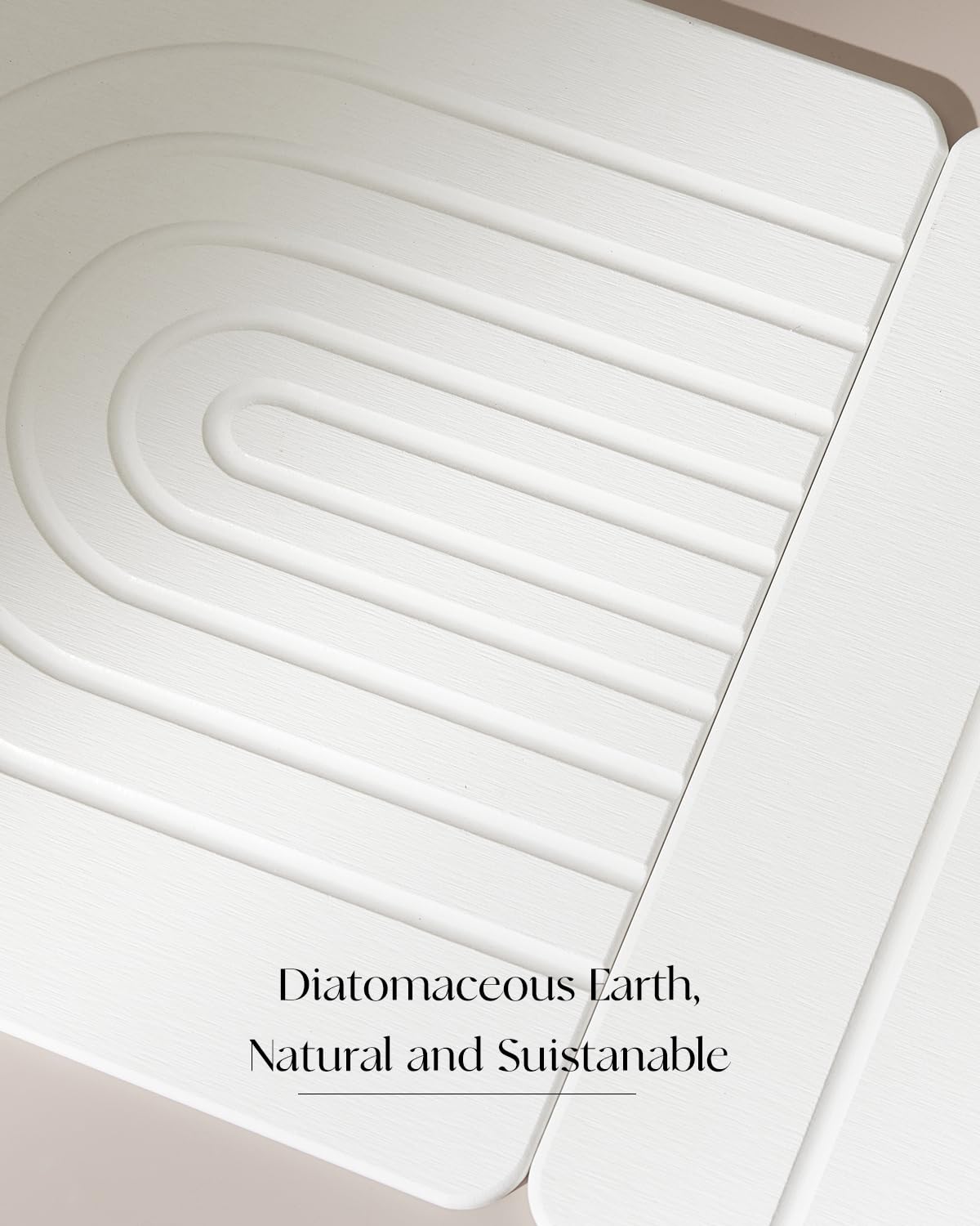 YOULTTAN Stone Bath Mat 24"x16" - Diatomaceous Earth Shower Mat, Quick Dry, Anti-Slip, Modern Design with Bonus Non-Slip Pad - Perfect for Home Safety and Style,Light Gray