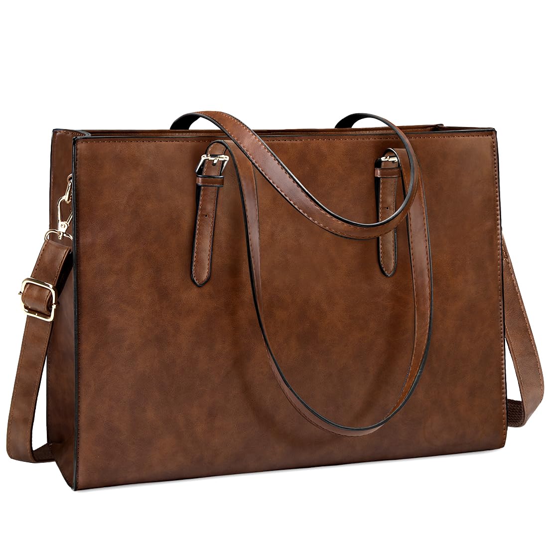Laptop Bag for Women Waterproof Lightweight Leather 15.6 Inch Computer Tote Bag Business Office Briefcase Large Capacity Handbag Shoulder Bag Professional Office Work Bag