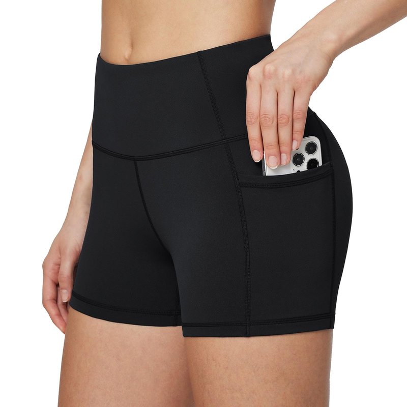 baleaf Biker Shorts Women Yoga Gym Workout Spandex Running Volleyball Tummy Control Compression with Pockets 5" Heather Purple XXL