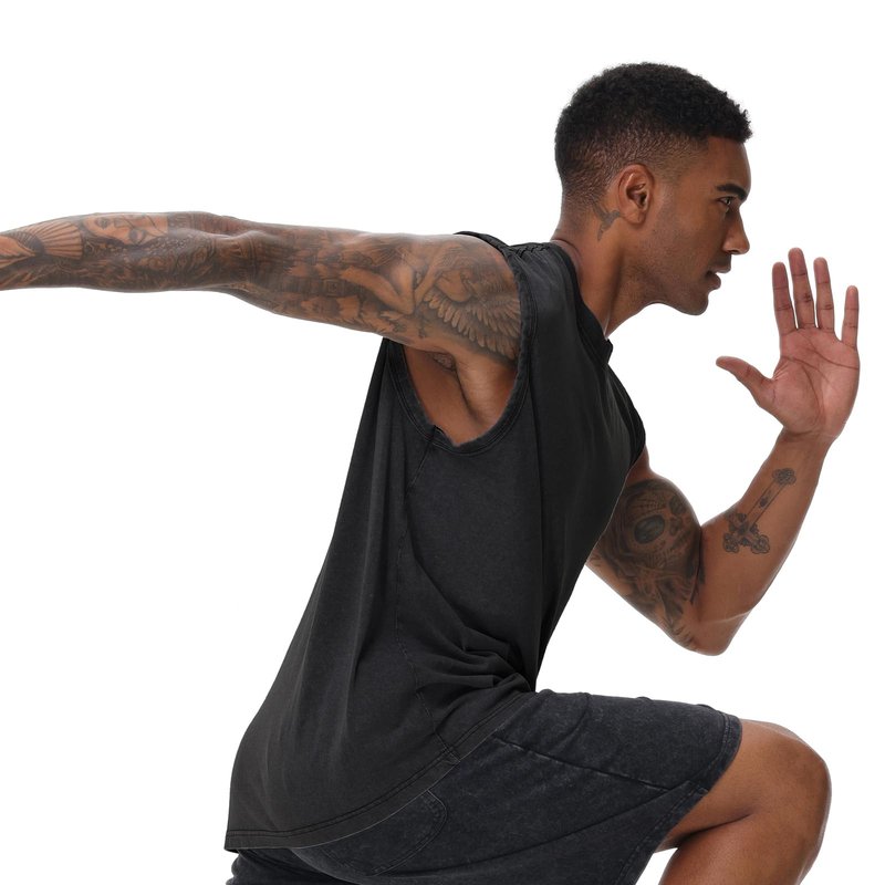 Mens Cotton Sleeveless Tank Tops Cut Off Muscle Gym T Shirts Running Beach Loose Fit Tees(ACCFBK XL)