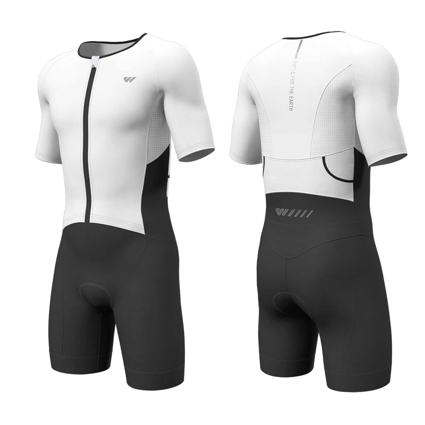 Lo.gas Mens Triathlon Suits,High Elasticity Breathable Quick-qrying Trisuit Race‌ Skinsuits Cycling Swimskin Bike Swim Run White Large