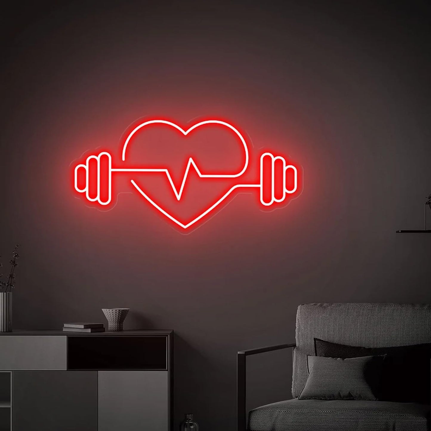 GYM neon sign Dumbbell neon light,Fitness Neon Sign Gym Wall Sign Gym Open Wall Art Decor Gift for Her, Christmas Gift, Bedroom Neon Sign