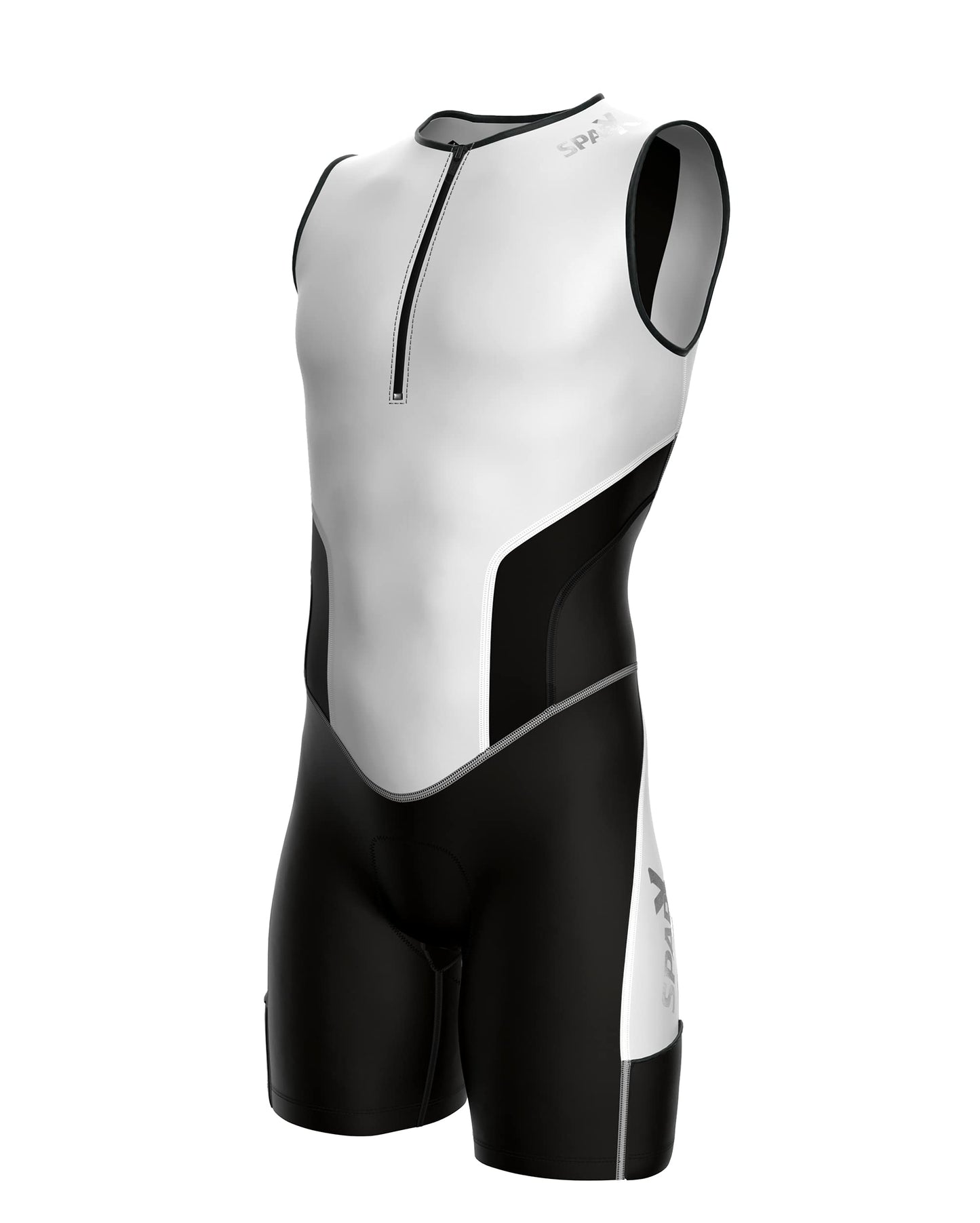Sparx X Triathlon Suit Men Racing Tri Cycling Skin Suit Bike Swim Run (White_Elite, XL)