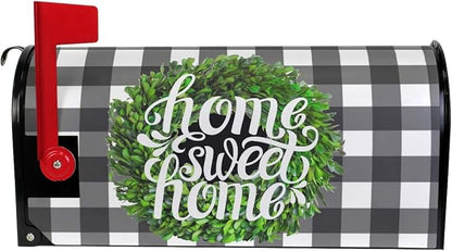 Kcldeci Buffalo Check Plaid Welcome Magnetic Mailbox Covers - Home Sweet Home Rustic Farmhouse Style, Standard Size 21x18