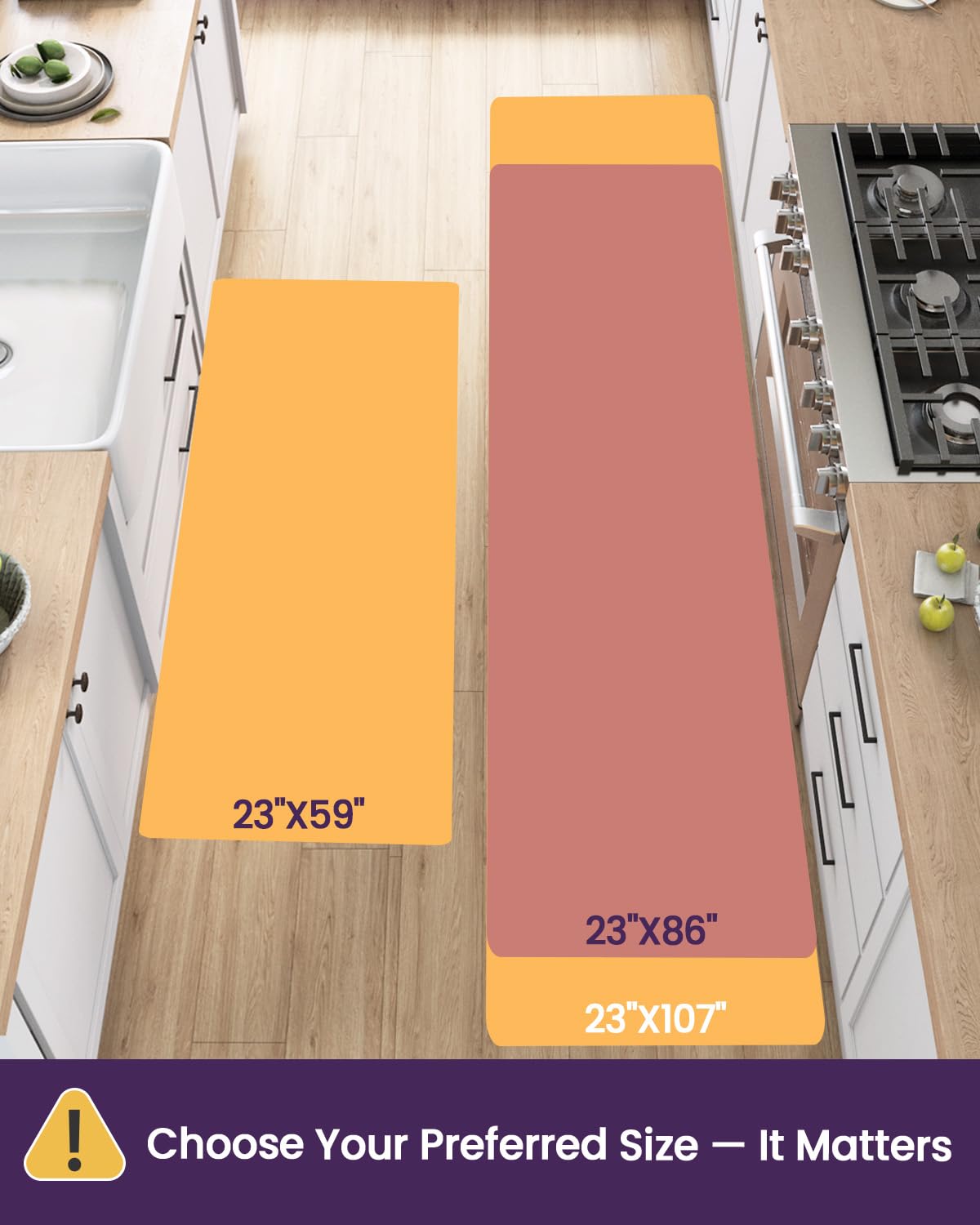 DEXI Kitchen Floor Mats Cushioned Anti Fatigue, 23x86 Long Wide Standing Comfort Runner Rug, Waterproof Retro Floral Memory Foam Padded for Front Sink Laundry, Grey Floral