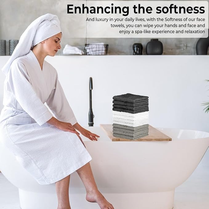 100% Cotton Washcloth Set – Soft, Absorbent Face Towels