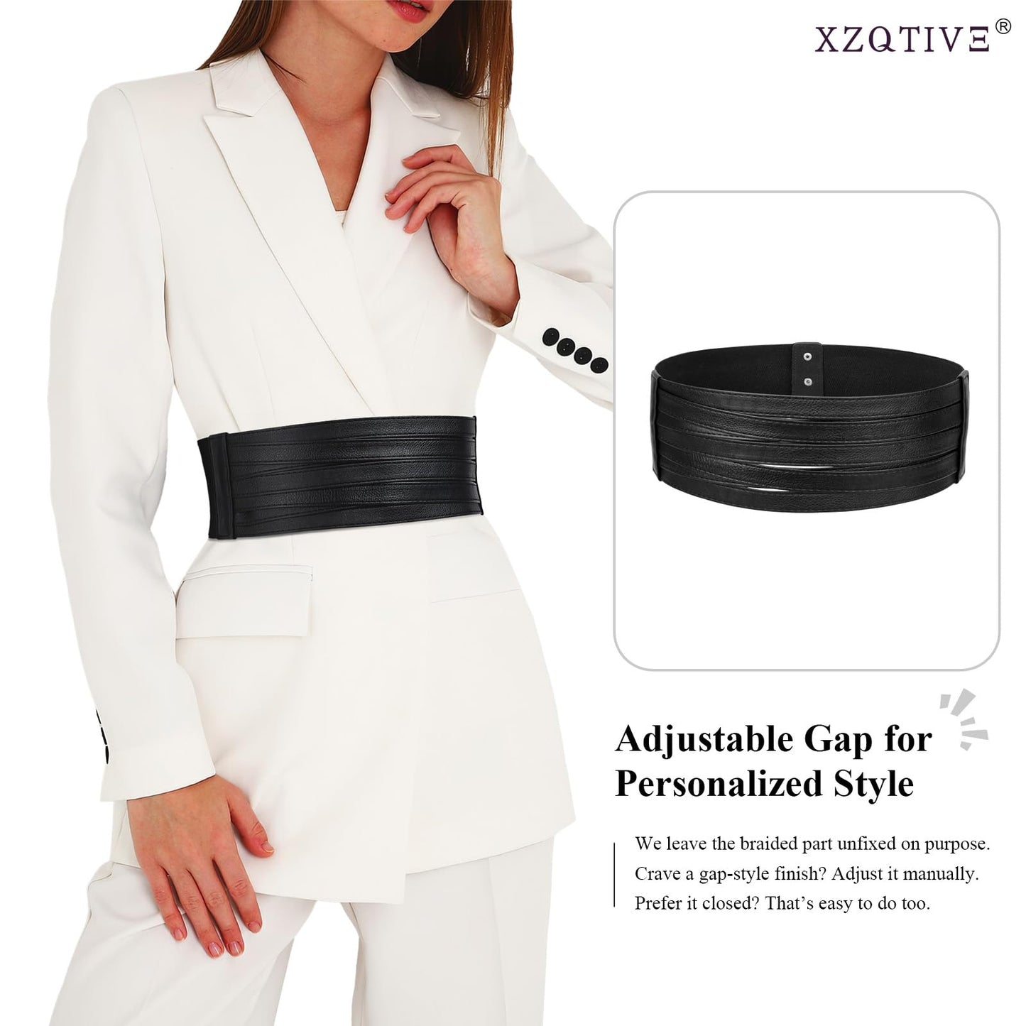 XZQTIVE Wide Elastic Belts for Women Dresses Black Waist Corset Belt for Women Fashion Wide Stretchy Belts, Black, 70cm