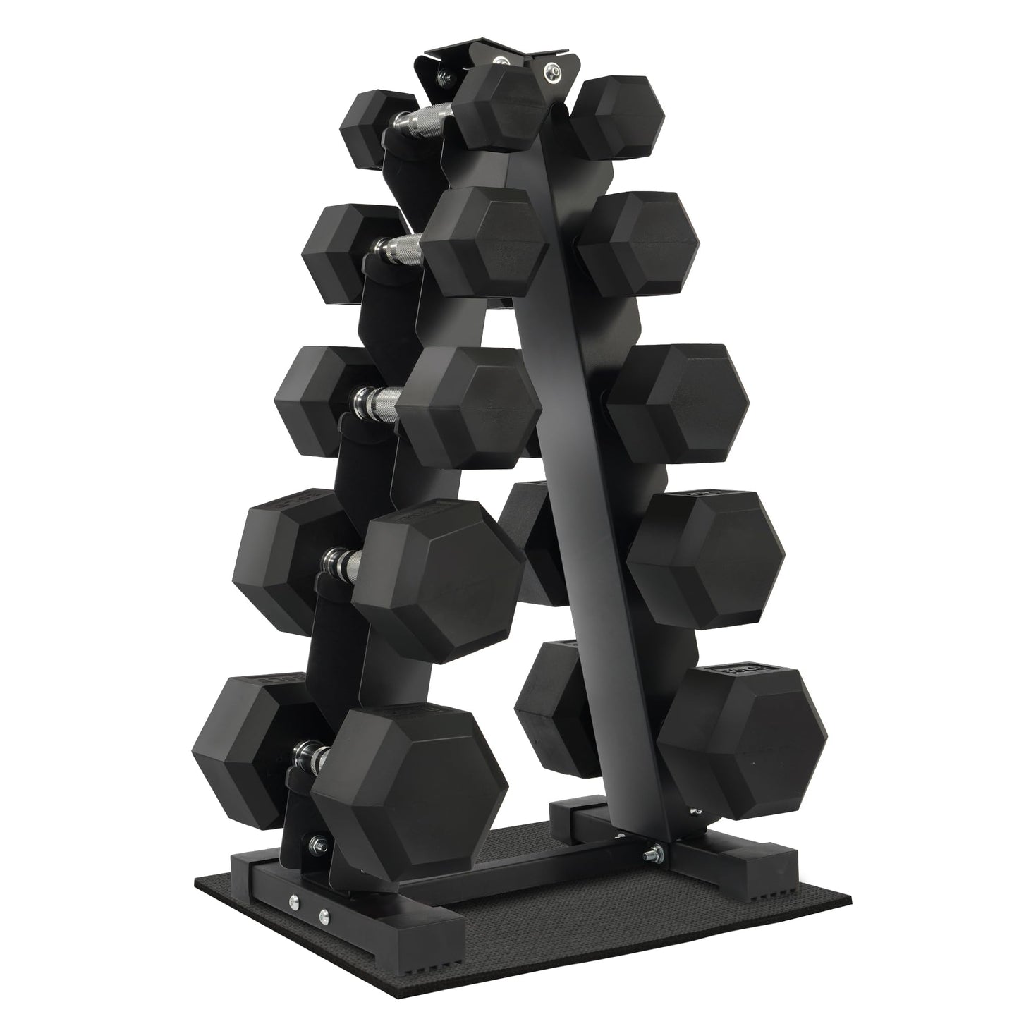 Fitvids Fitvids Rubber Coated Hex Dumbbell Weight Set and Storage Rack, 100LBS, 150LBS or 200LBS Set, 5-20 lbs, 5-25 lbs, 10-30 lbs Pairs