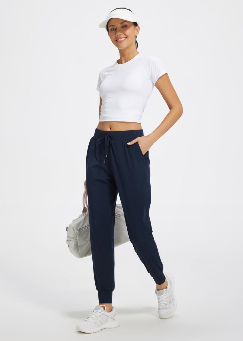 Libin Women's Joggers Pants Athletic Sweatpants with Pockets Running Tapered Casual Dance Pants for Workout,Lounge, Navy S