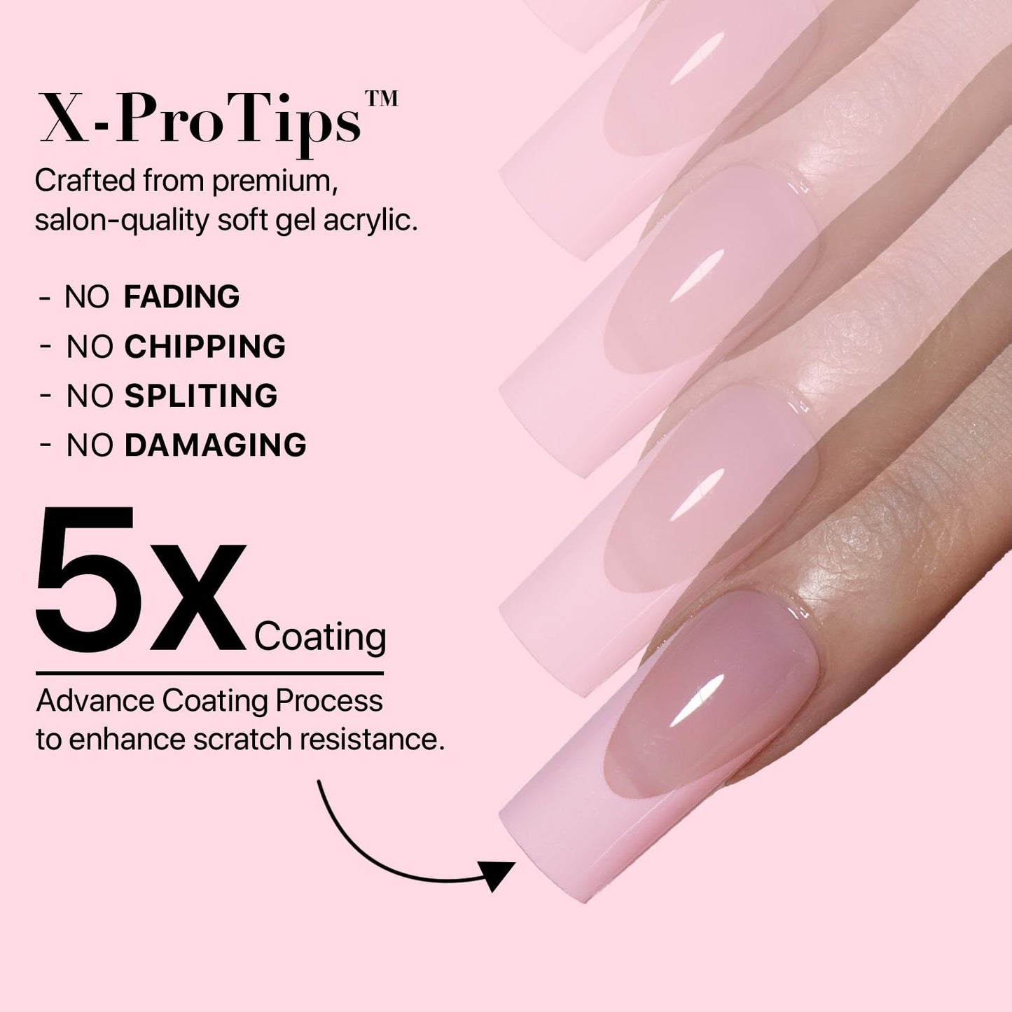 SXC Cosmetics French Tip Press On Nails - Skin Tone Nude and Color Series, Short Coffin X-Pro Tips Starter Kit ST119KIT