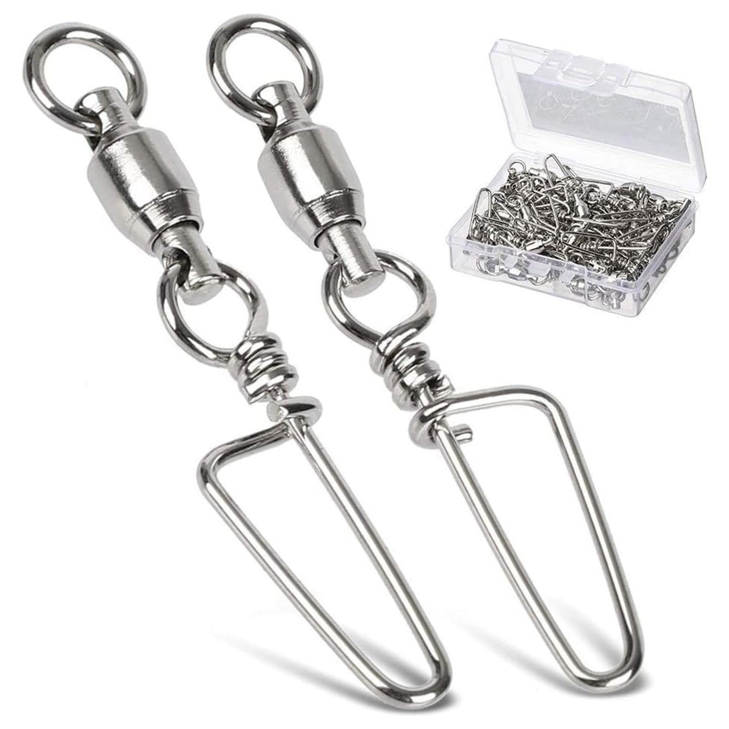 AMYSPORTS High Strength Stainless Fishing Swivels - Ball Bearing Saltwater Corrosion Resistance Barrel Swivels, 50pcs, 220lbs