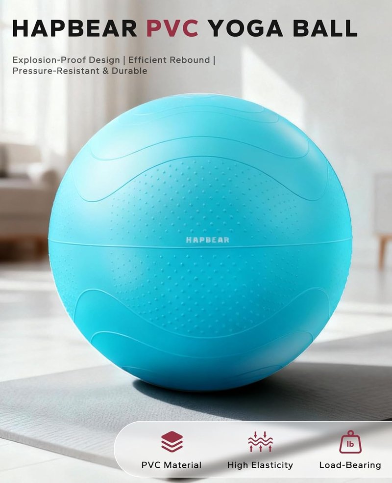 Exercise Ball - Anti-Burst Slip-Resistant Yoga/Pilates Ball for Core Training | 22''/26''/30'' Sizes, Includes Quick Pump & 3 Resistance Bands