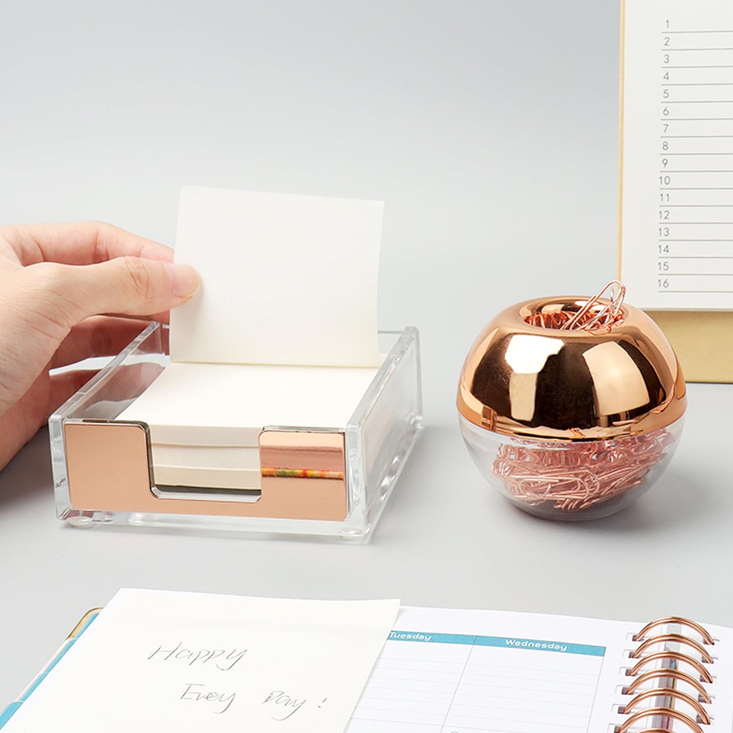 Rose Gold Paper Clip Holder Magnetic Paper Clips Dispenser with 100pcs Paperclips for Desk Office School Home Organizers Accessories Gift Idea (Rose Gold)