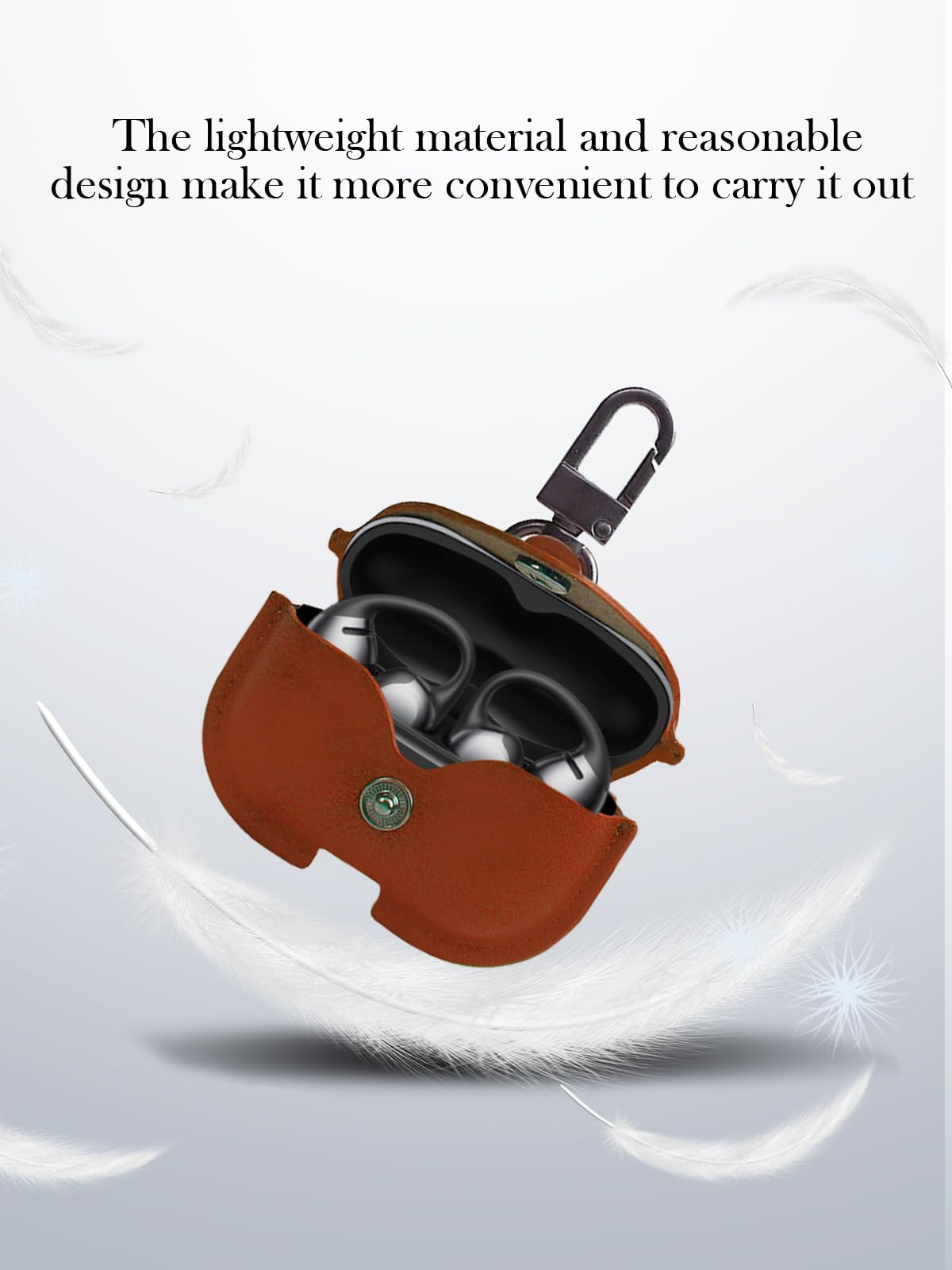 Case for SHOKZ OpenDots ONE Earbuds,Stylish Retro Soft Protective,BOVUGAC Premium PU Leather Case Cover with Cleaning Kit & Lanyard for SHOKZ OpenDots ONE Accessories-Brown
